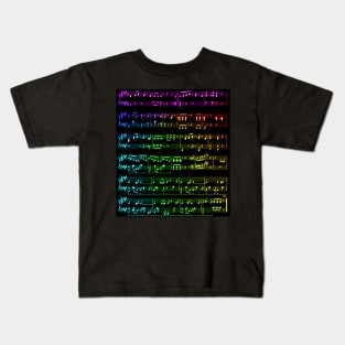 Rainbow Gradient Wii Theme Music Notes Kids T-Shirt